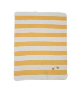 Day and Age Baby Blanket: Stripes with Bees - Yellow/Grey