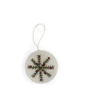 Day and Age Christmas Bauble - White with Embroidered Snowflake