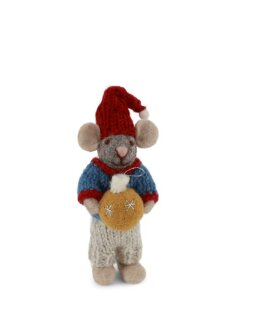 Day and Age Small Grey Boy Mouse with Christmas Bauble