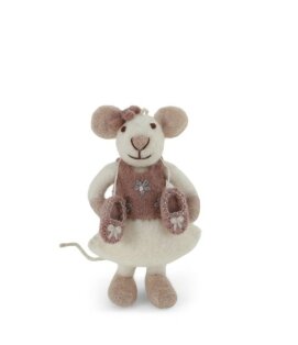 Day and Age Small White Ballerina Mouse with Shoes & Bow